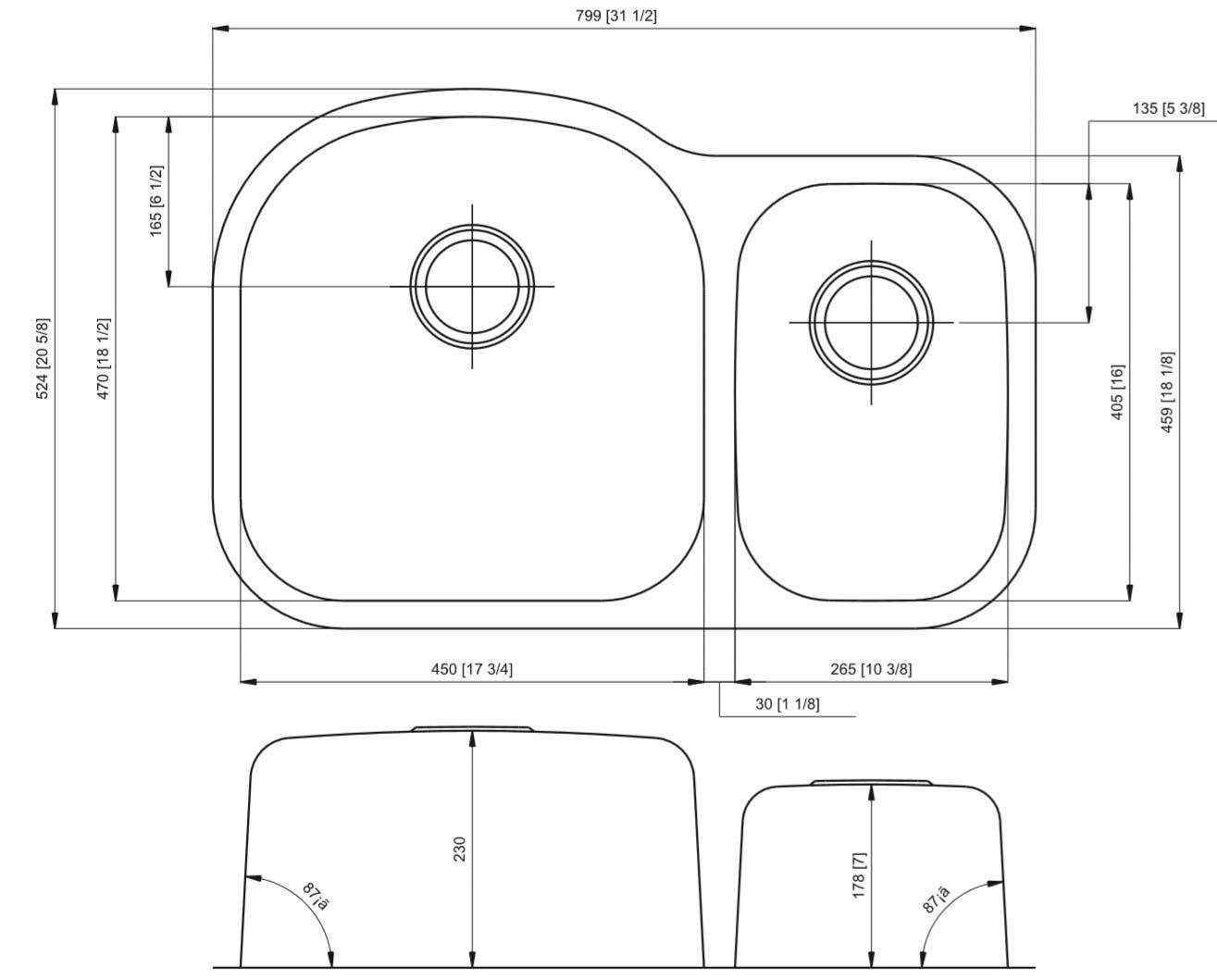 American Imaginations AI-27638/ AI-27639 31.5-in. W CSA Approved Chrome Kitchen Sink With Stainless Steel Finish And 18 Gauge