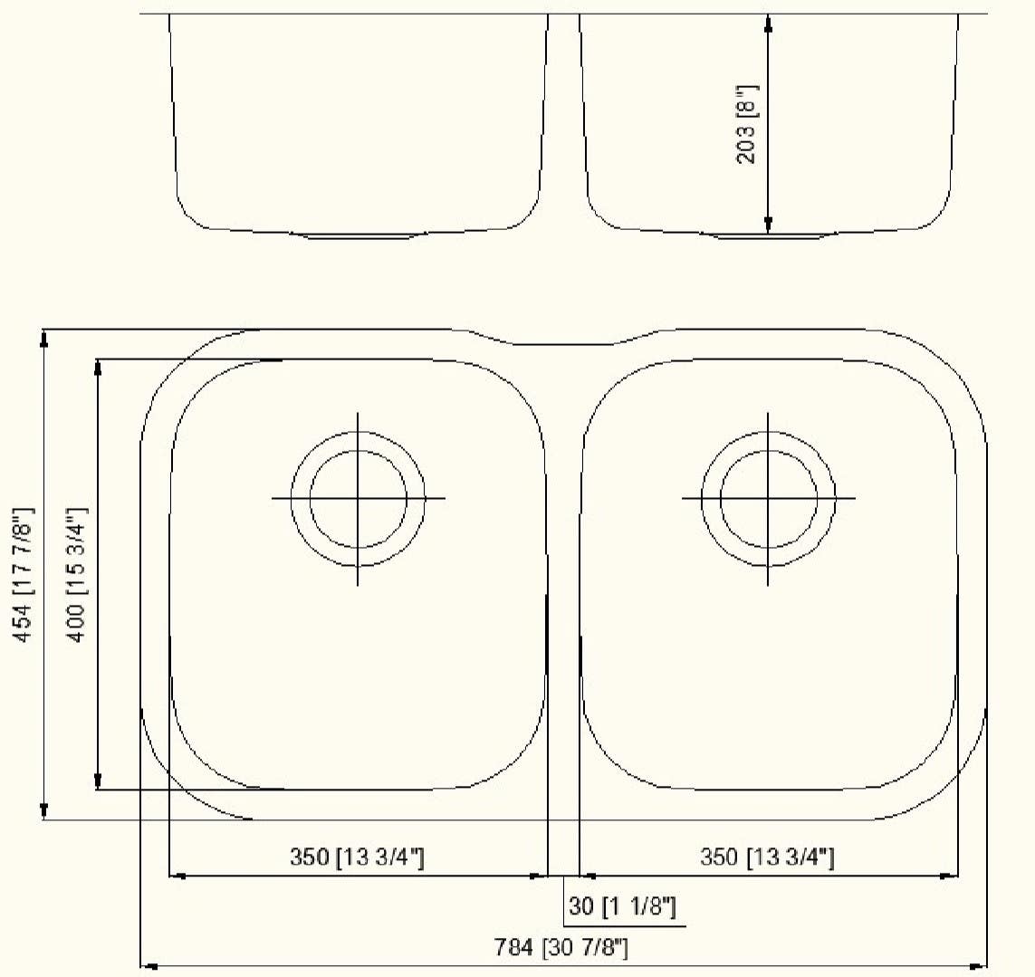 American Imaginations AI-27644/ AI-27645 30.75-in. W CSA Approved Chrome Kitchen Sink With Stainless Steel Finish And 18 Gauge