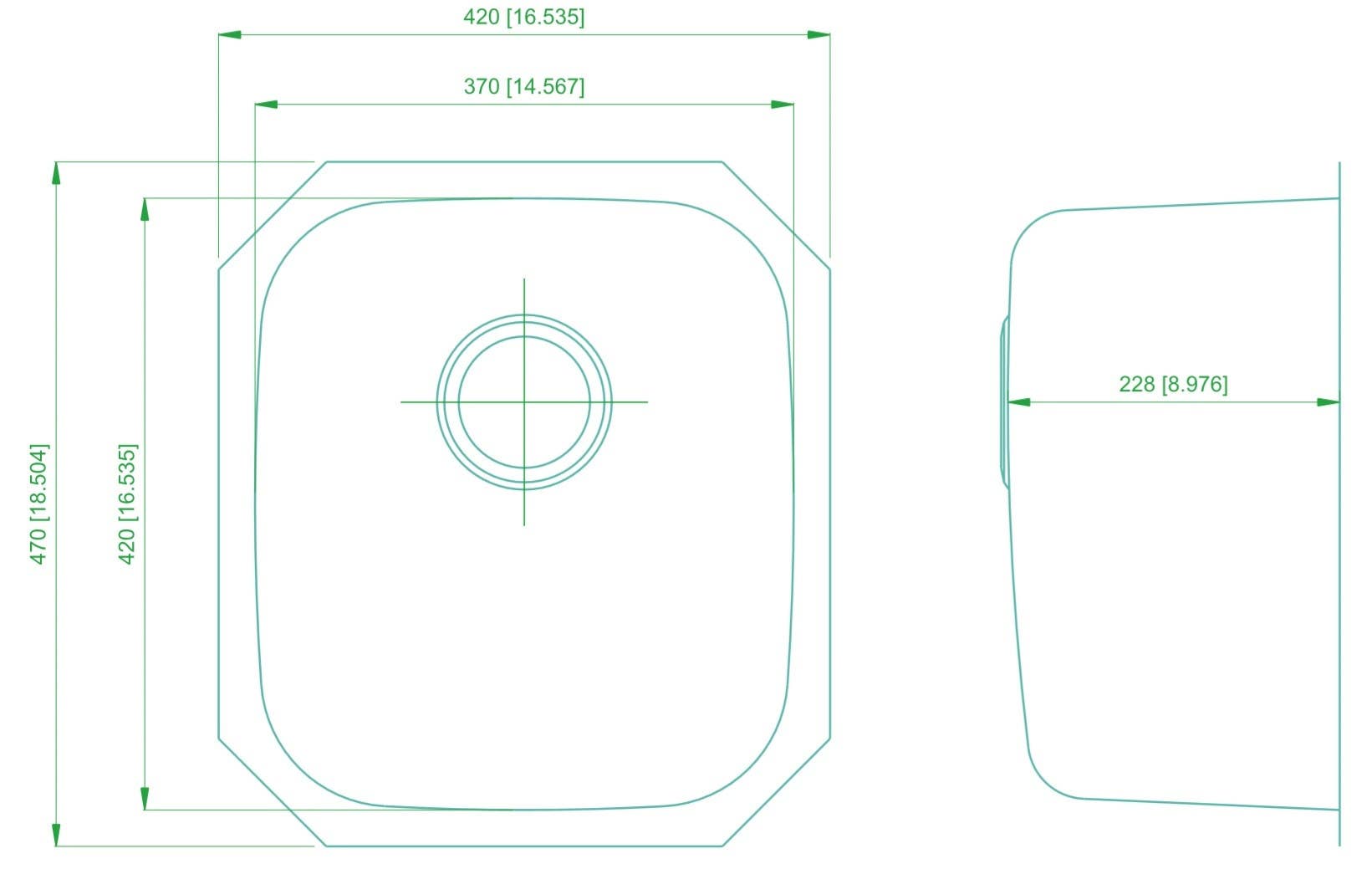 American Imaginations AI-27648/ AI-27649 16.5-in. W CSA Approved Chrome Kitchen Sink With Stainless Steel Finish And 18 Gauge