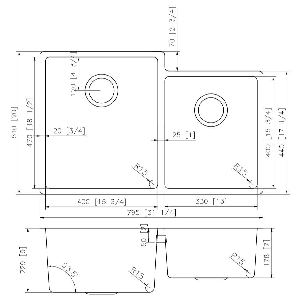 American Imaginations AI-27670/ AI-27671 31.25-in. W CSA Approved Chrome Kitchen Sink With Stainless Steel Finish And 18 Gauge