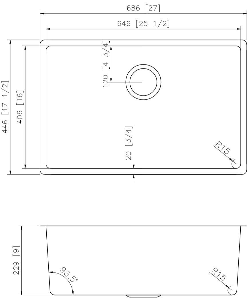 American Imaginations AI-27674/ AI-27675 27-in. W CSA Approved Chrome Kitchen Sink With Stainless Steel Finish And 18 Gauge