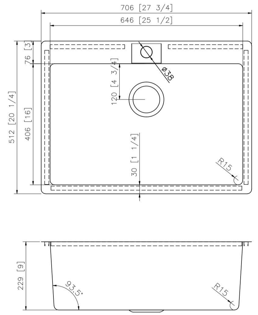 American Imaginations AI-27692 27.75-in. W CSA Approved Chrome Kitchen Sink With Stainless Steel Finish And 18 Gauge