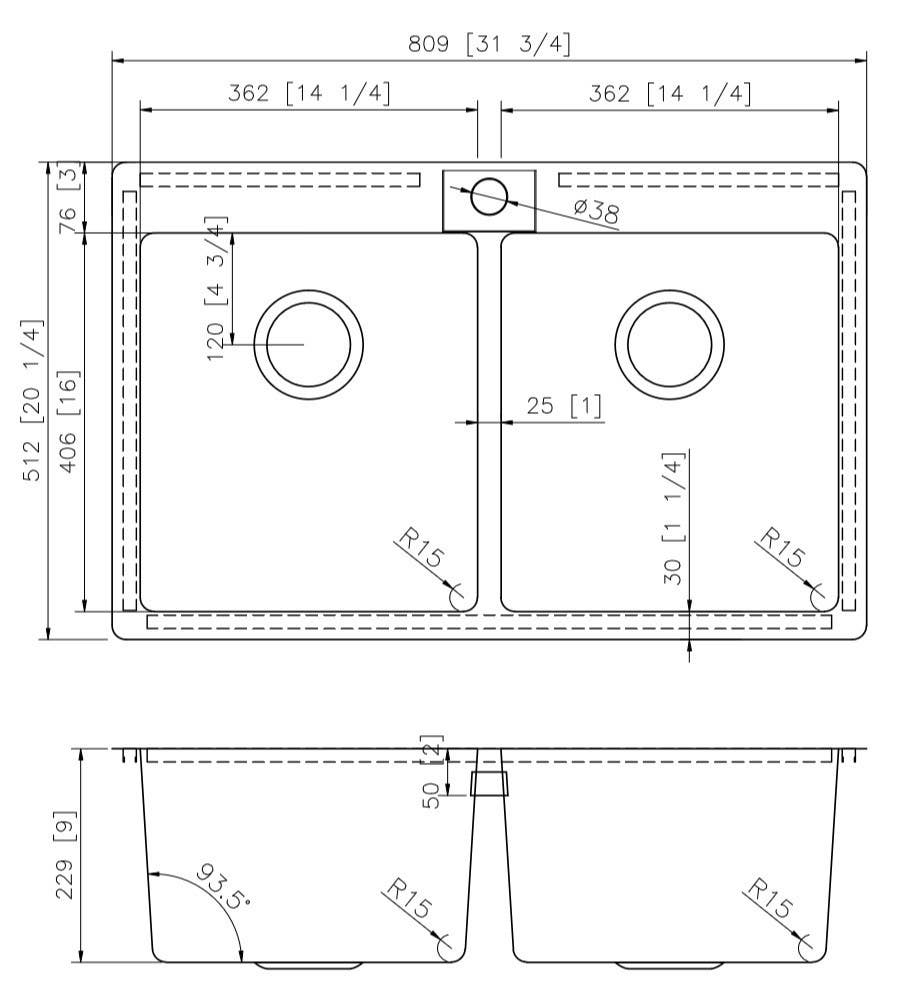 American Imaginations AI-27694 31.75-in. W CSA Approved Chrome Kitchen Sink With Stainless Steel Finish And 18 Gauge
