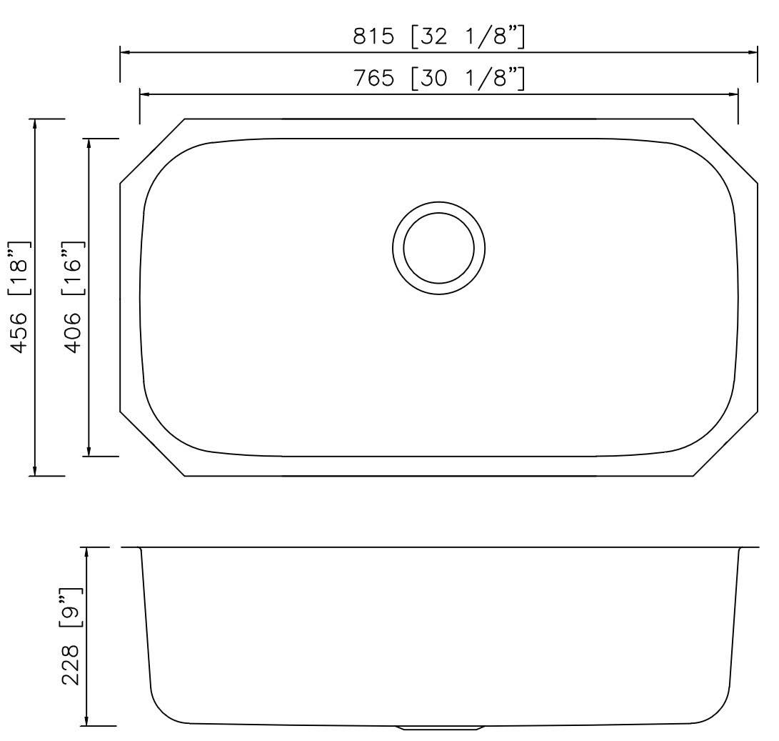 American Imaginations AI-27713/ AI-27714 32.125-in. W CSA Approved Chrome Kitchen Sink With Stainless Steel Finish And 18 Gauge