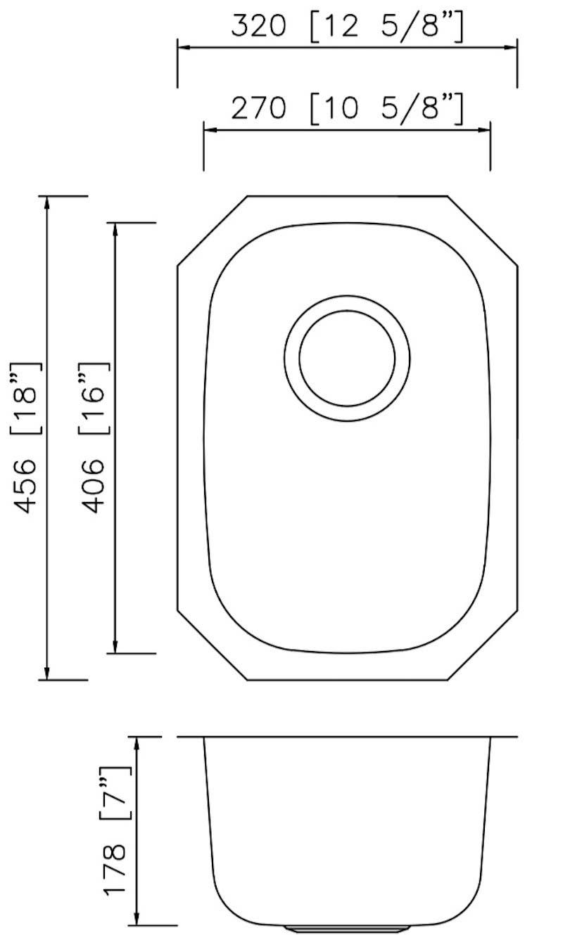 American Imaginations AI-27721/ AI-27722 12.625-in. W CSA Approved Chrome Kitchen Sink With Stainless Steel Finish And 18 Gauge