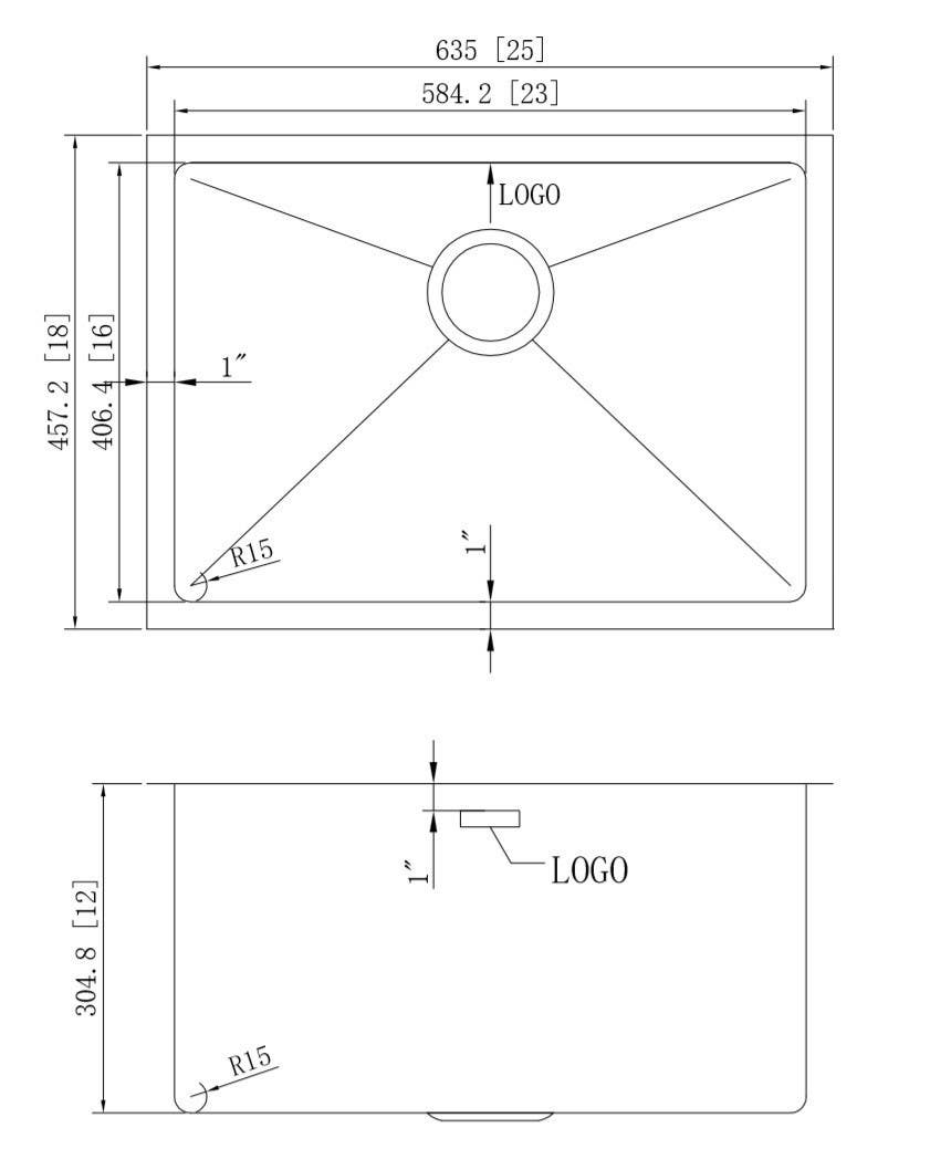 American Imaginations AI-27604/ AI-27605 25-in. W CSA Approved Chrome Laundry Sink With Stainless Steel Finish And 16 Gauge