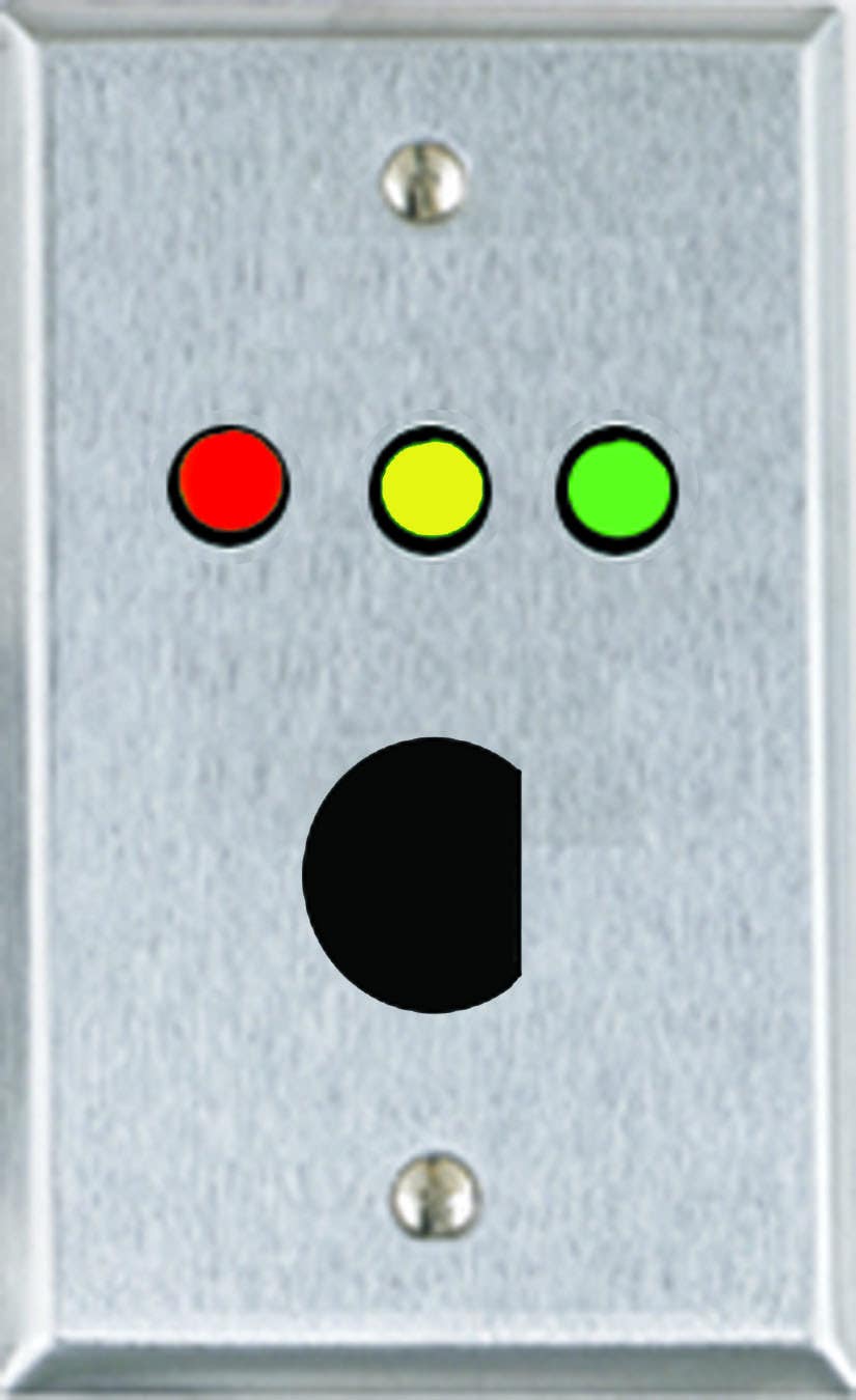 Alarm Controls RP-33 Single Gang Remote Wall Plate w/ 3 LEDs & 3/4" 'D' Hole For Ace Lock