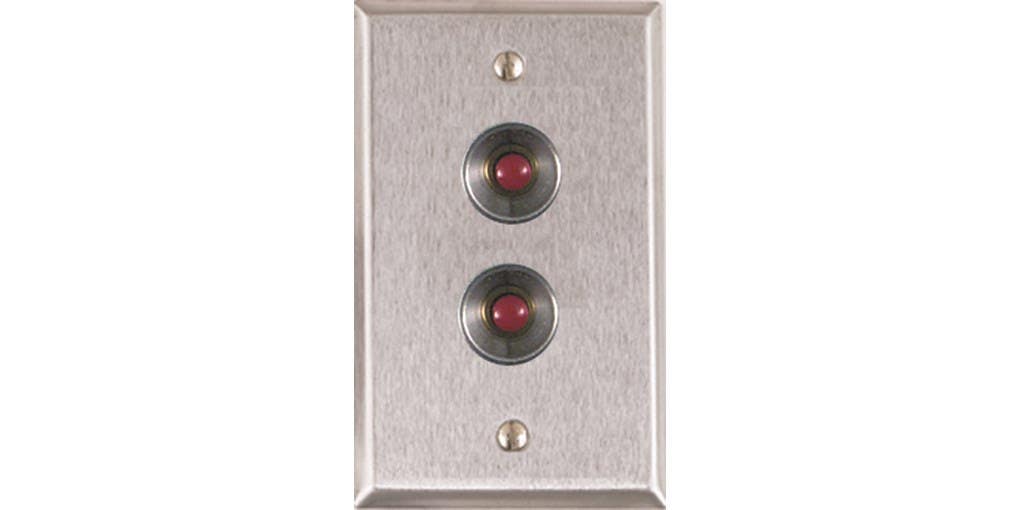 Alarm Controls RP-27 Single Gang Remote Wall Plate w/ 2 N/O Red Push Buttons & Guard Rings