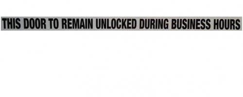 Don-Jo DD-1-BLK Decals, Black On Clear w/ Text "This Door to Remain Unlocked During Business Hours"
