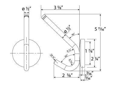 Cal-Royal CH25 Coat and Hat Hook, Finish-Satin Stainless Steel