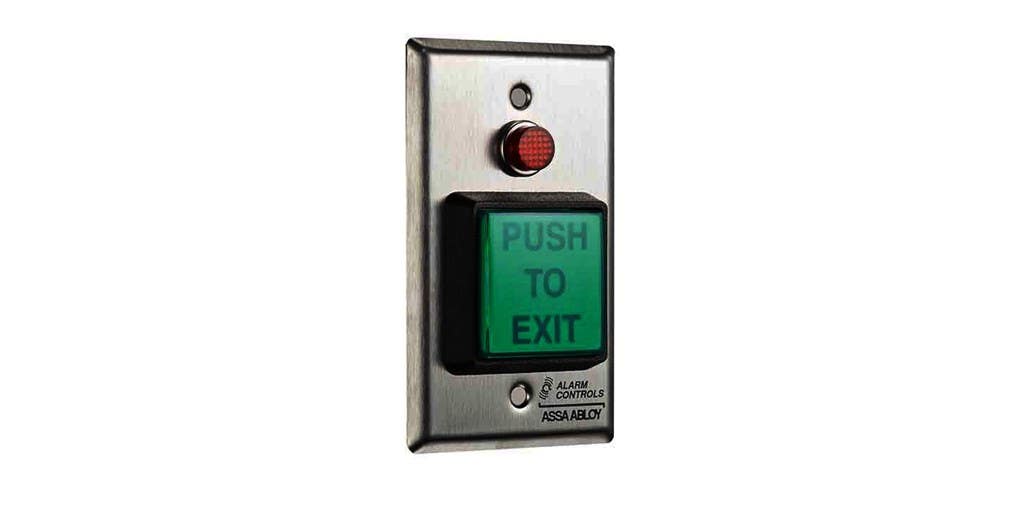 Alarm Contorls TS-2-2/3-2 Request to Exit Station, 2" Square Green Push Button, 2 SPDT
