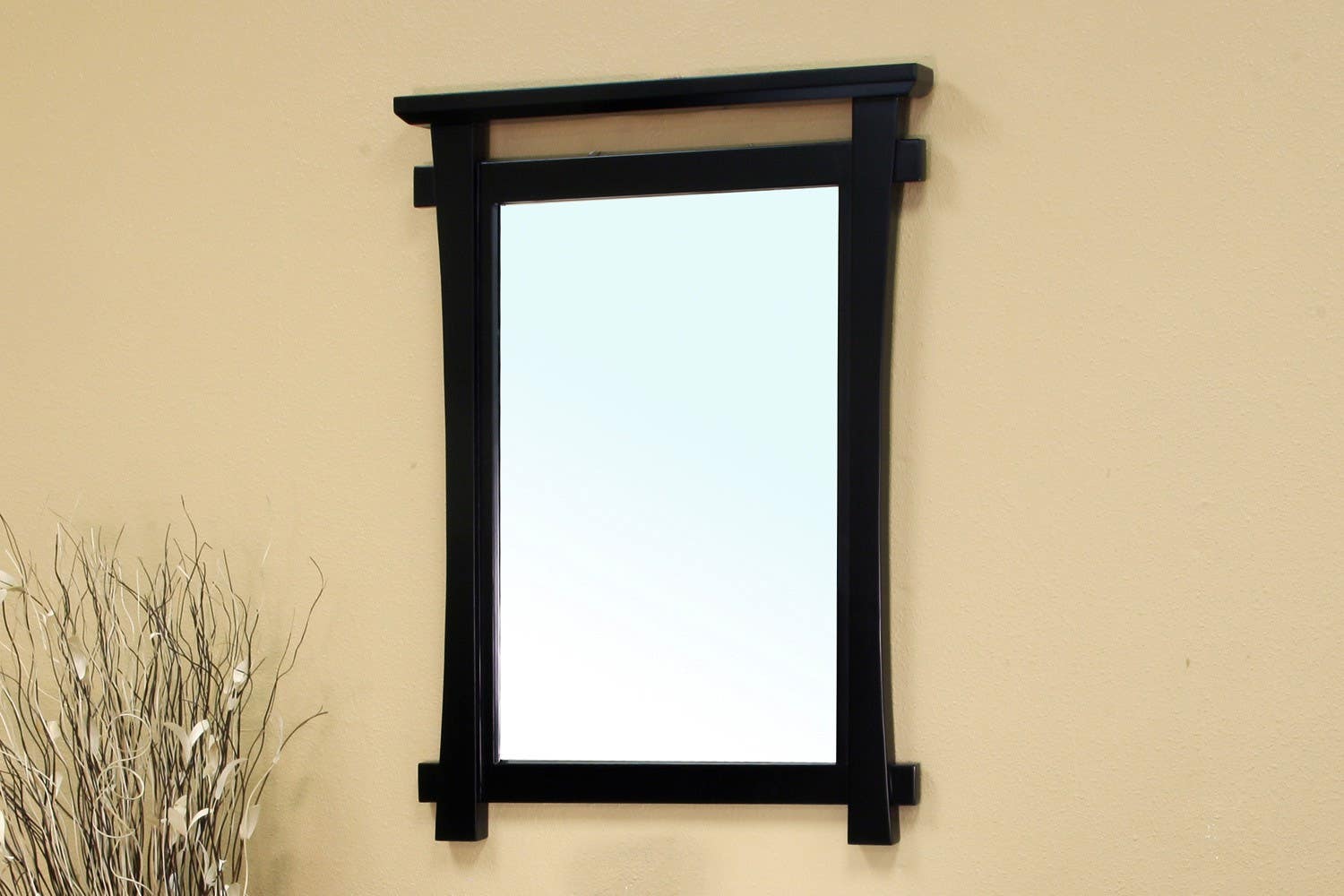 Bellaterra 203012 Solid Wood Frame Mirror - Black  - 27.6x2x37.4"