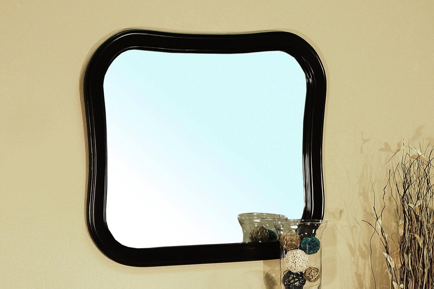 Bellaterra 203037 Solid Wood Frame Mirror - Espresso  - 34.5x1x30.25"