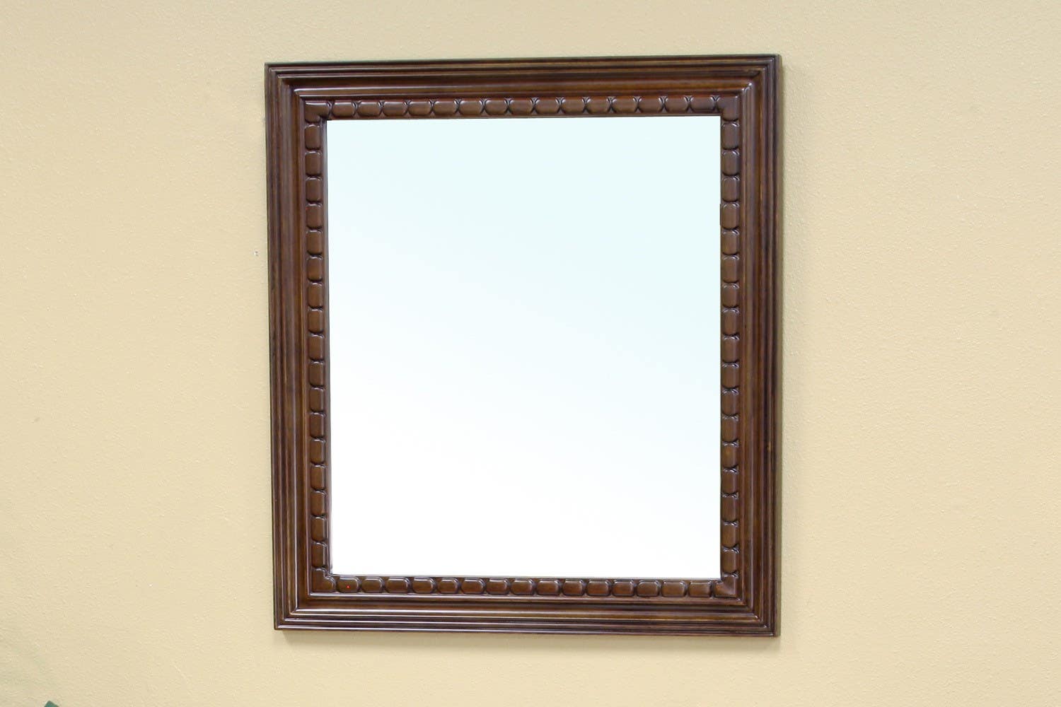 Bellaterra 203045 Solid Wood Frame Mirror - Walnut  - 35.5x1x31.5"