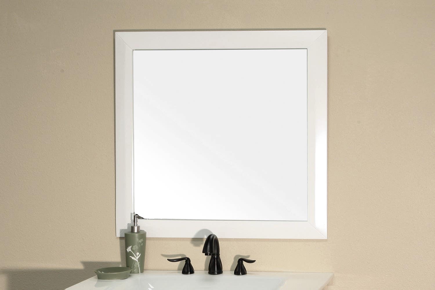 Bellaterra 203054 Solid Wood Frame Mirror - White - 31.5x1x31.5"