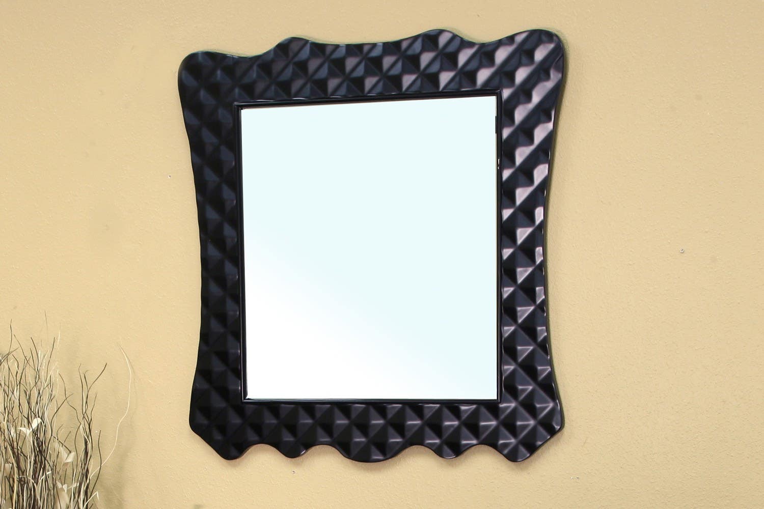 Bellaterra 203057B Solid Wood Frame Mirror - Black  - 31.5x2x34.1"