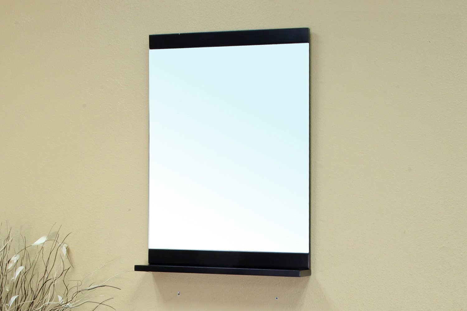 Bellaterra 203107 Solid Wood Frame Mirror - Black  - 29.5x5.2x33.4"