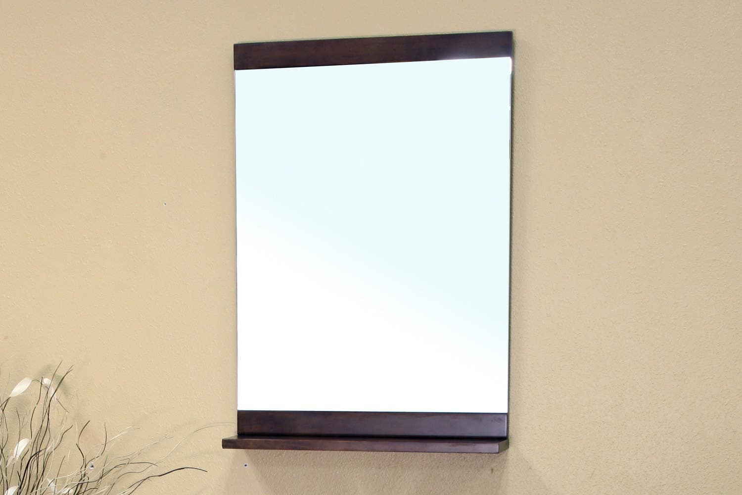 Bellaterra 203136 Solid Wood Frame Mirror Cabinet - Walnut  - 22x4x31.5"