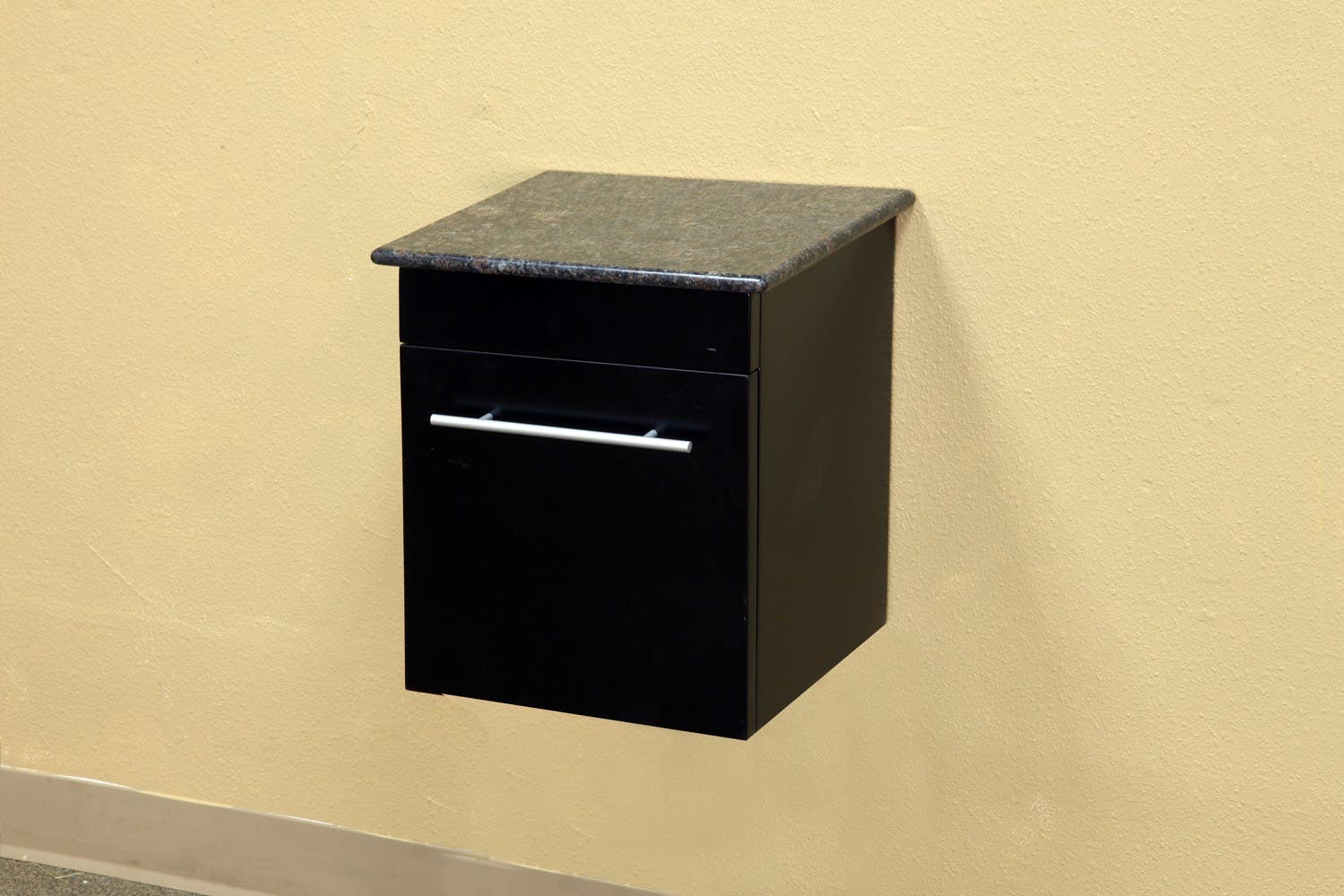 Bellaterra 203108 Solid Wood Wall Mount Style Side Cabinet-Black   - 15x13.8x16.25"