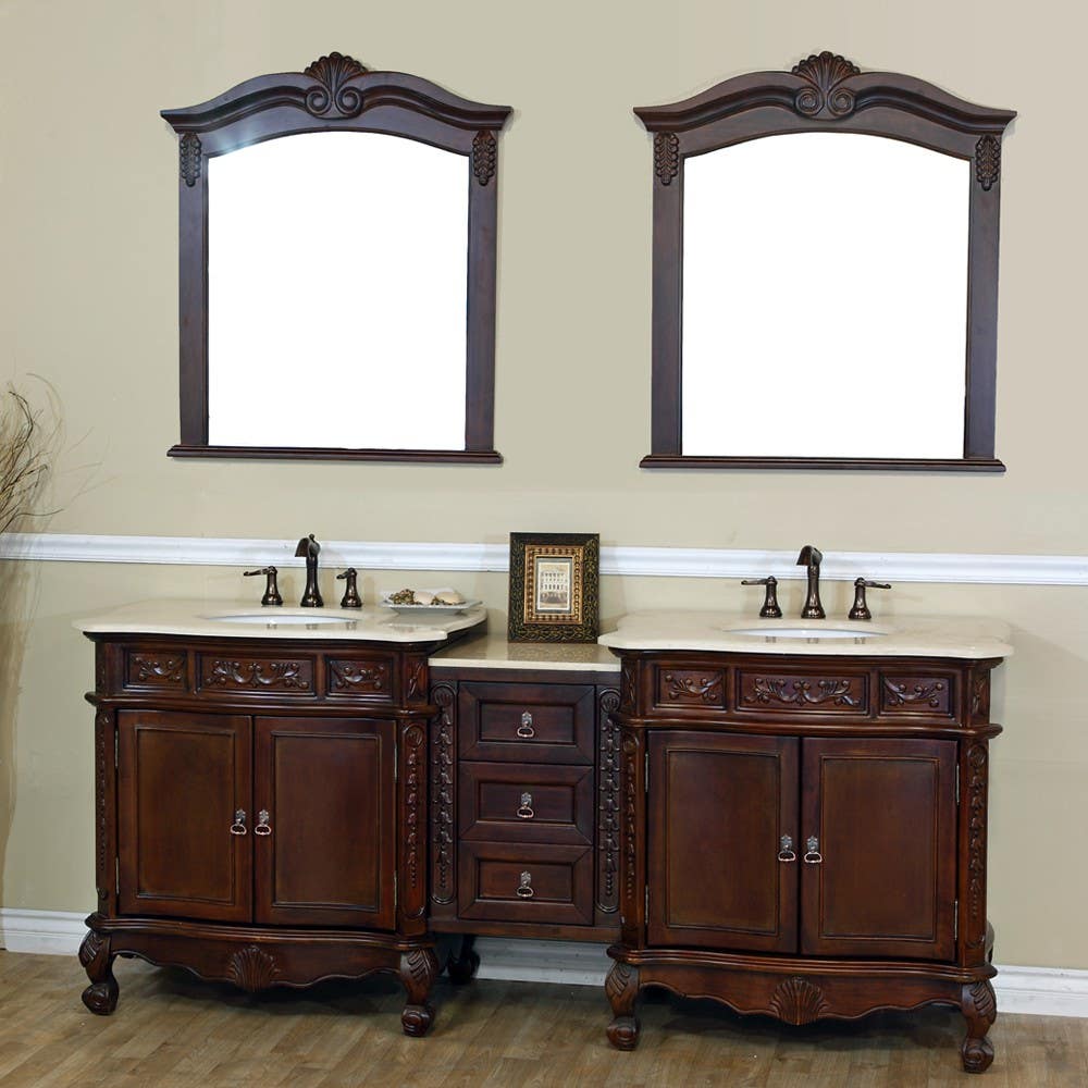 Bellaterra 202016A 82.7 In. Double Sink Vanity-Walnut   - 82.7x23.6x36"