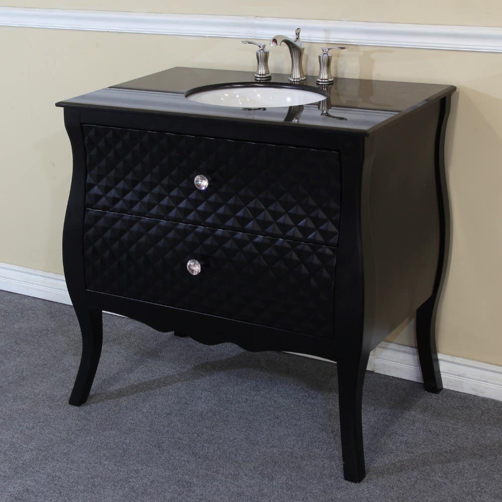 Bellaterra 203057B 35.4 In Single Sink Vanity-Wood-Black  - 35.4x22x36"