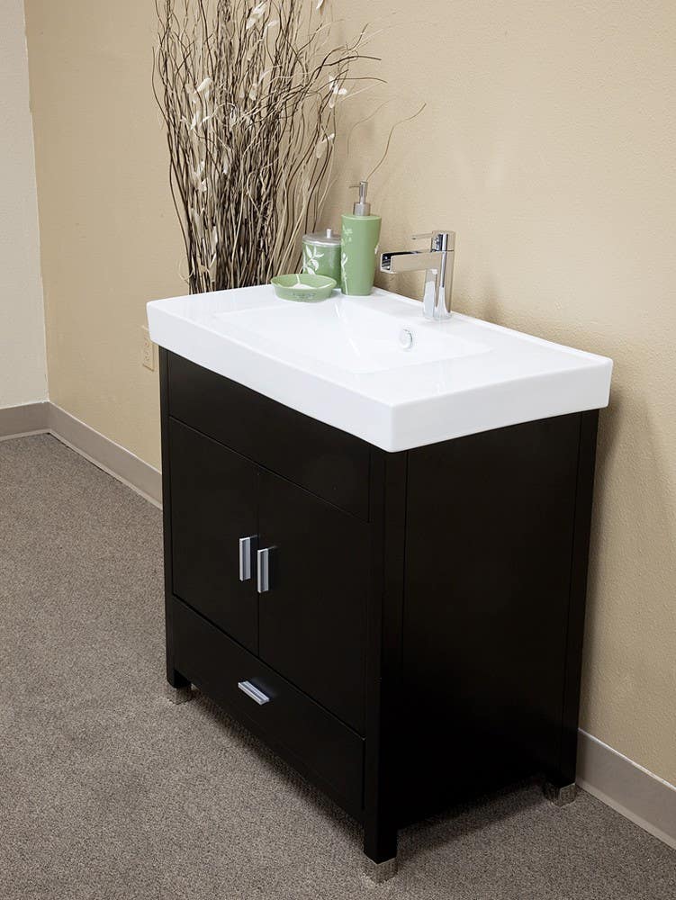 Bellaterra 203107 31.5 In Single Sink Vanity-Wood-Black  - 31.5x18.9x33.5"