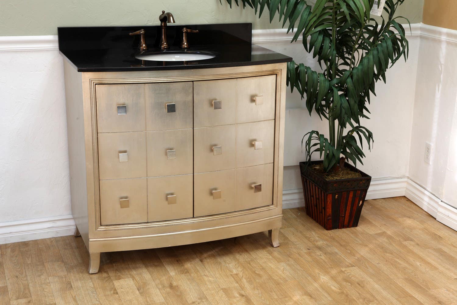 Bellaterra 600003 36 In Single Sink Vanity-Wood-Bronze Silver - 36x22x36"