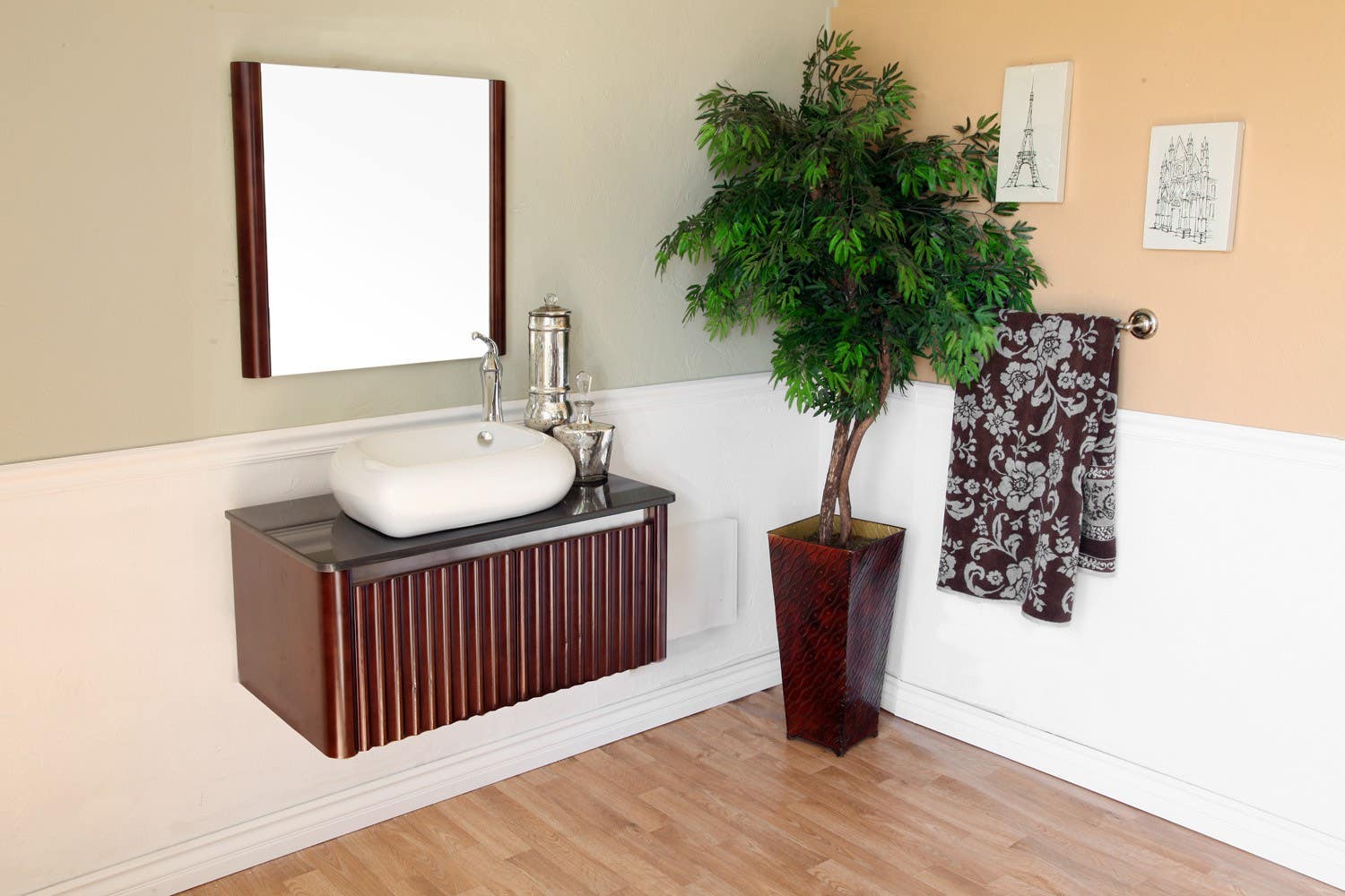 Bellaterra 804347 32.5 In Single Sink Vanity-Wood-Walnut - 32.5x19.25x20.5"