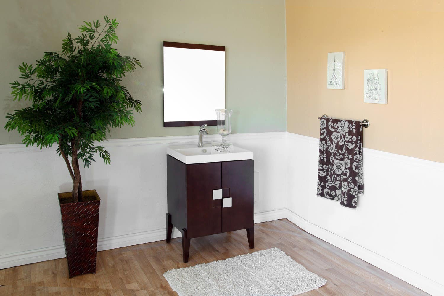 Bellaterra 804366 25 In Single Sink Vanity-Wood-Walnut - 25x16x36"