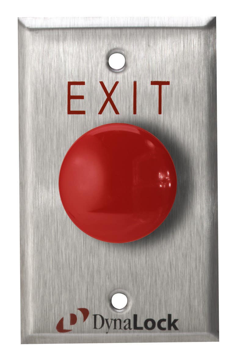 DynaLock 6211 Palm Button Alternate Action SPDT, "EXIT" Faceplate Signage, Finish-Satin Stainless Steel