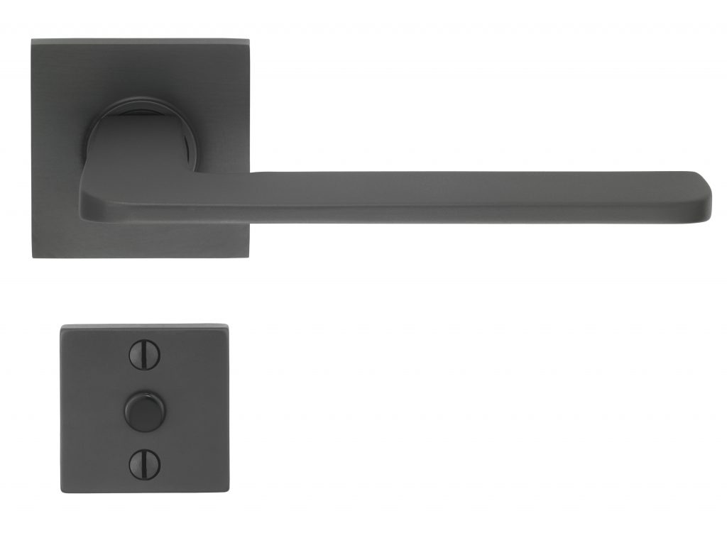 Omnia 381S50/IML Modern Interior Mortise Lock, Lever w/ Sectional 2" Square Rose - Solid Brass