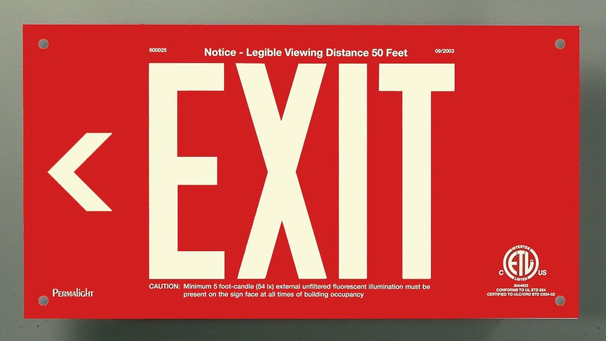 American Permalight 600001 Aluminum EXIT Sign, Unframed w/ 4 Holes