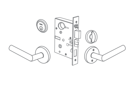 Omnia 2368 Exterior Modern Mortise Lockset Sectional Rose w/ Lever