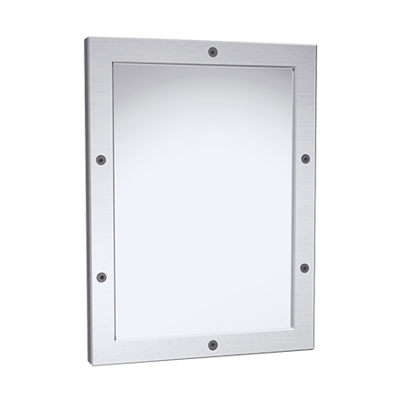 ASI 10-105-14 Framed Mirror - 20 Ga. 8 Mirror Polished Stainless Steel, Front Mount, 12" X 16"