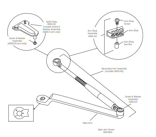 ACCENTRA (formerly Yale) 400S Stainless Steel Arm Assembly For Series 4400S Door Closer