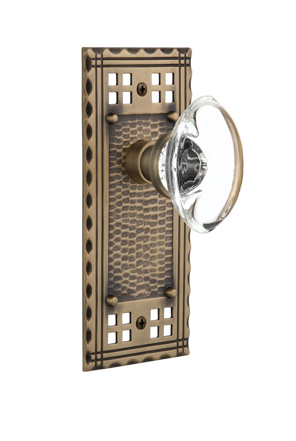 Nostalgic Warehouse CRAOCC Craftsman Plate w/ Oval Clear Crystal Glass Door Knob