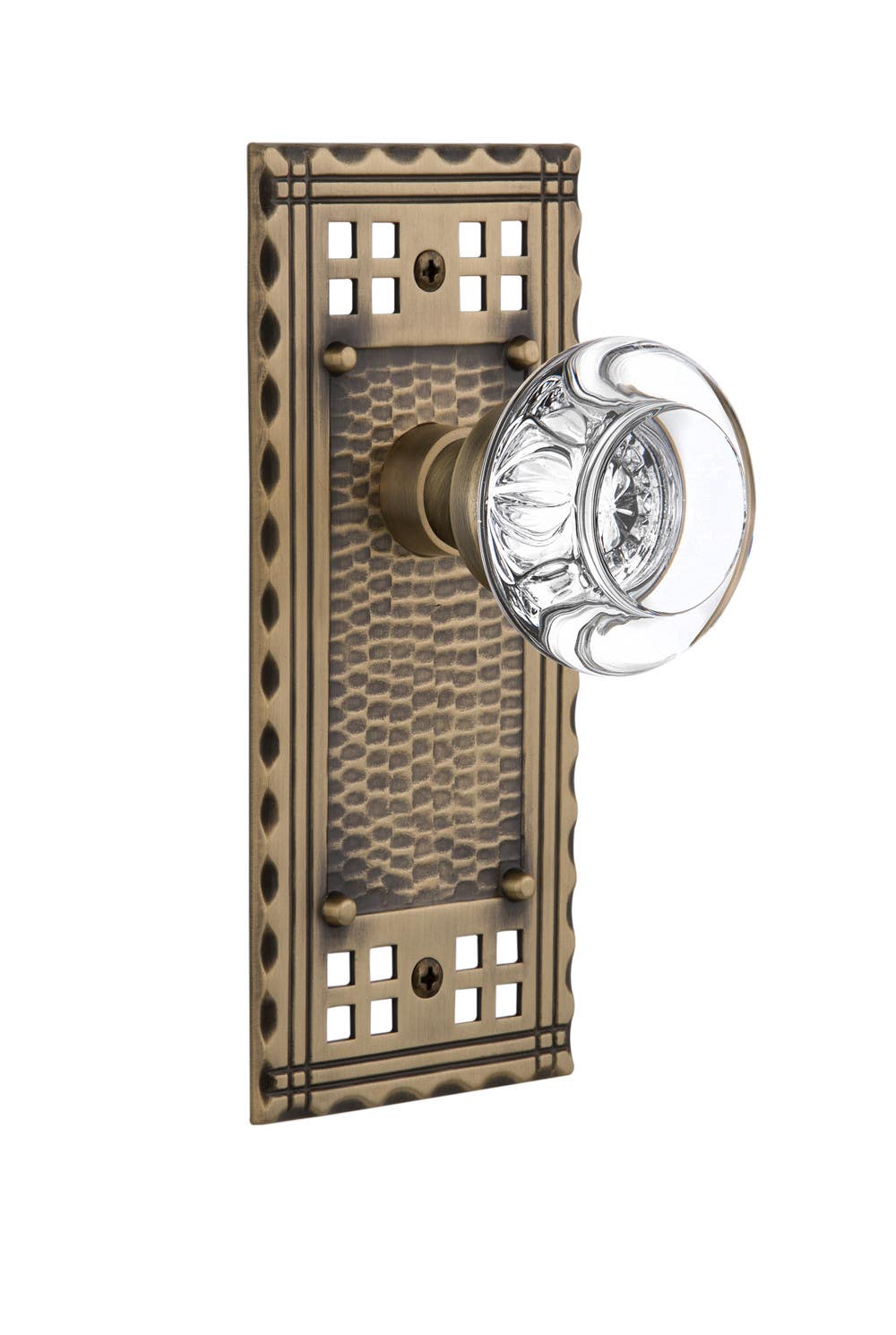 Nostalgic Warehouse CRARCC Craftsman Plate w/ Round Clear Crystal Glass Door Knob