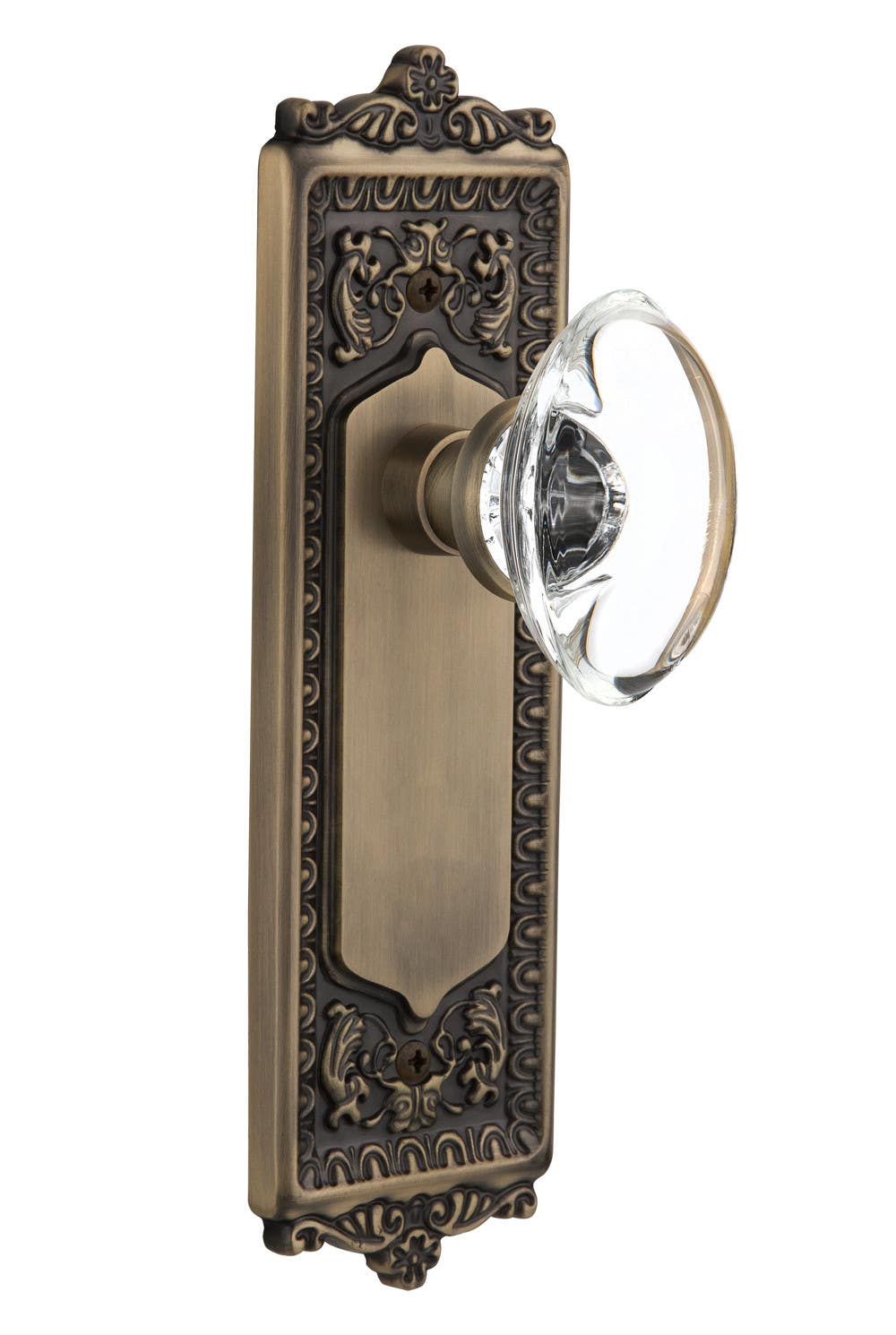 Nostalgic Warehouse EADOCC Egg & Dart Plate w/ Oval Clear Crystal Glass Door Knob