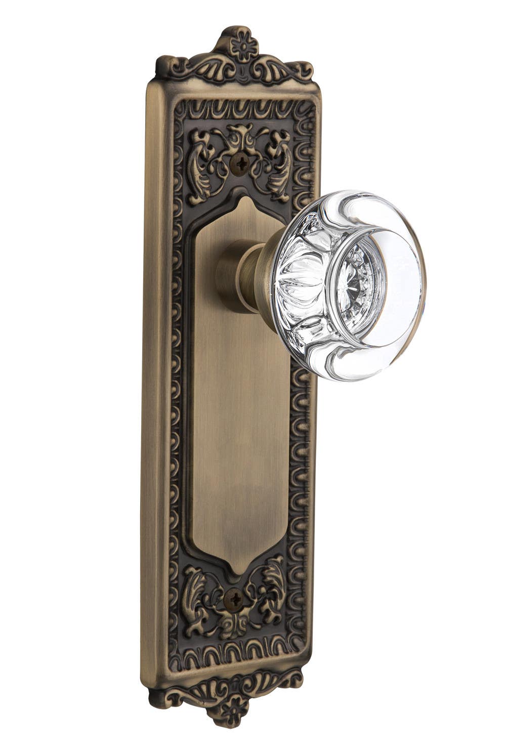 Nostalgic Warehouse EADRCC Egg & Dart Plate w/ Round Clear Crystal Glass Door Knob