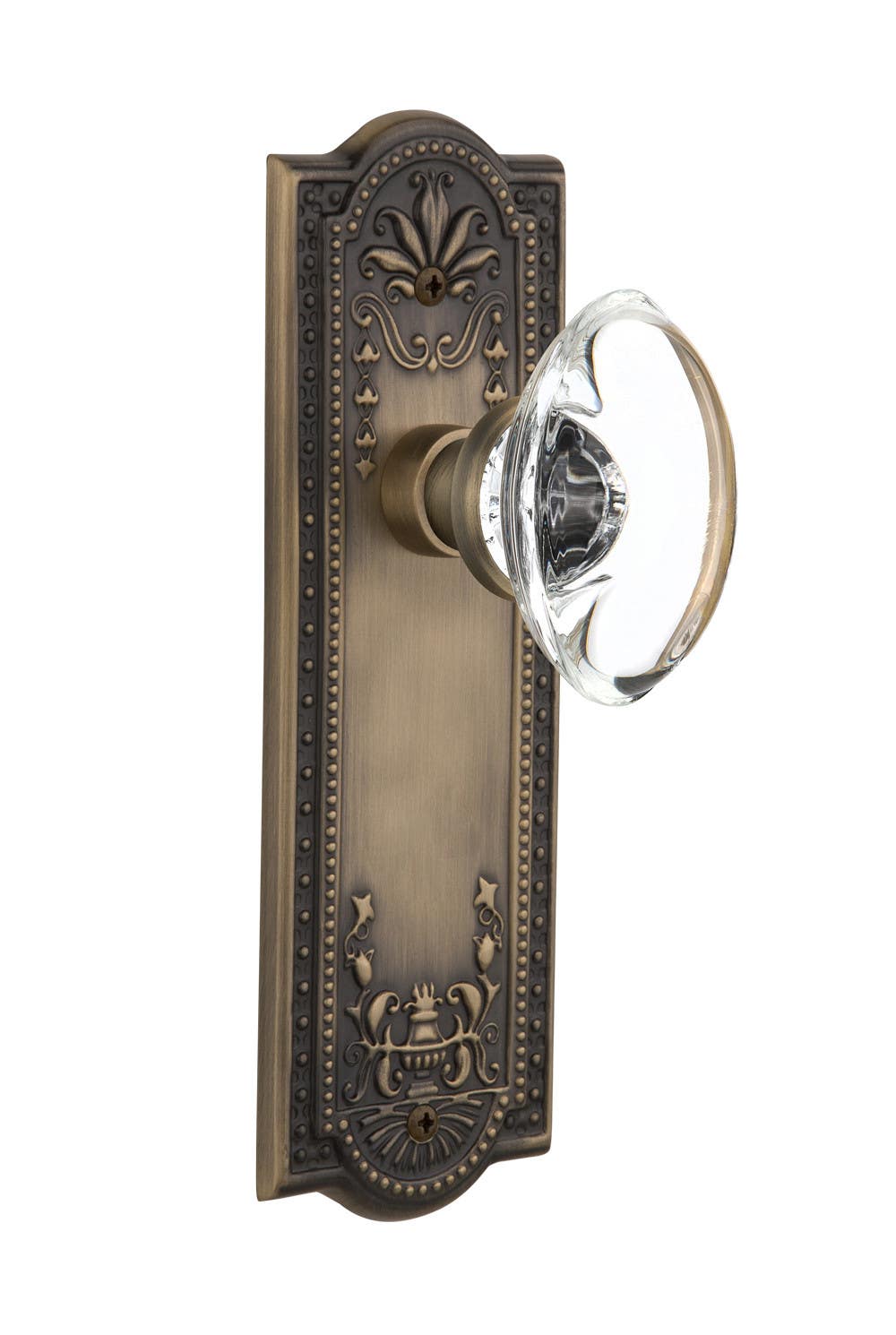 Nostalgic Warehouse MEAOCC Meadows Plate w/ Oval Clear Crystal Glass Door Knob
