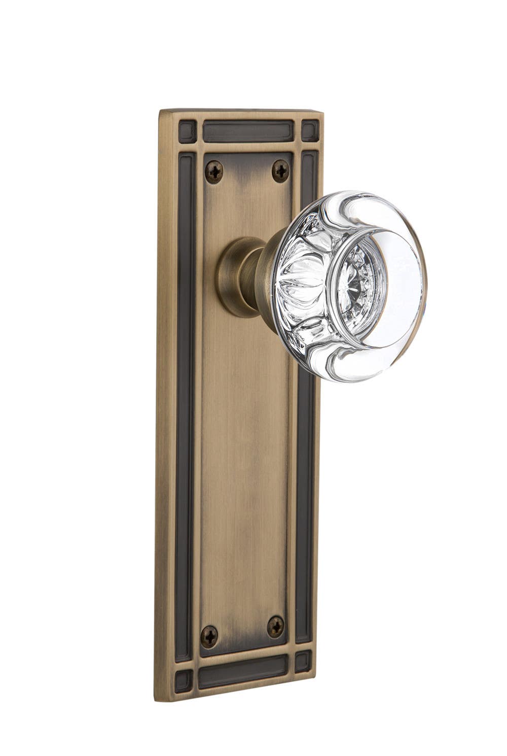 Nostalgic Warehouse MISRCC Mission Plate w/ Round Clear Crystal Glass Door Knob