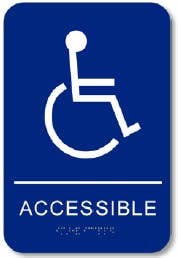 Cal-Royal CACCS69 Handicap Accessible with Braille Pictogram Text 6" x 9" Sign Blue