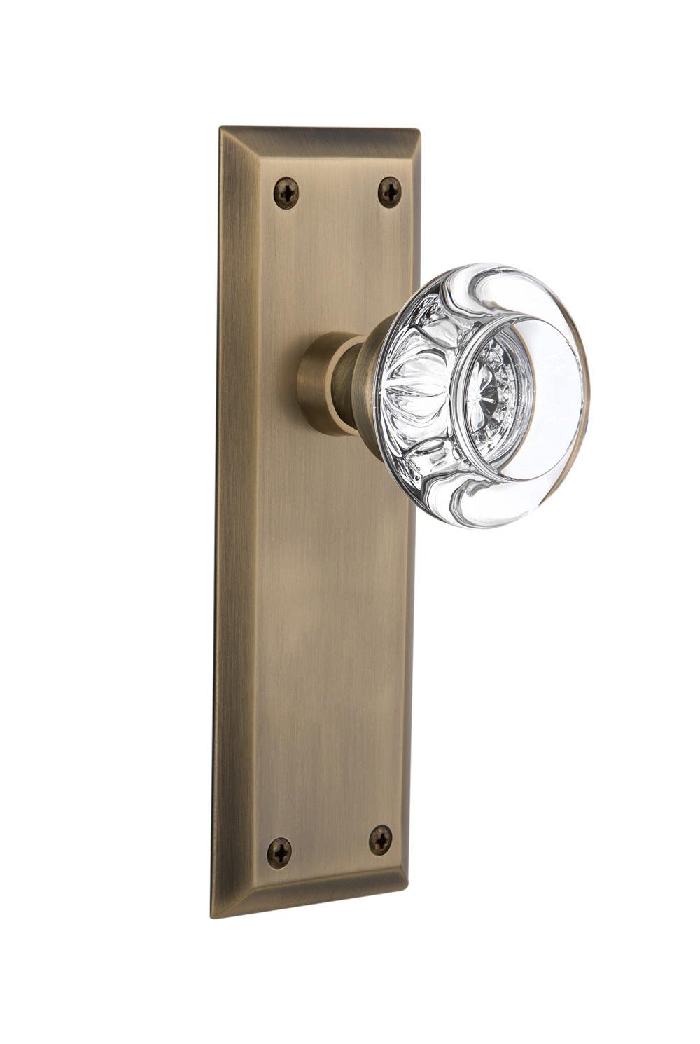 Nostalgic Warehouse NYKRCC New York Plate w/ Round Clear Crystal Glass Door Knob