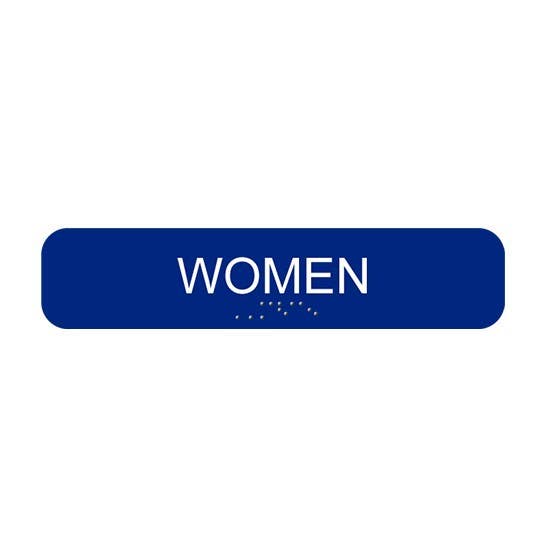 Cal-Royal CAW1348 Women with Braille Text 1 3/4" x 8" Sign Blue