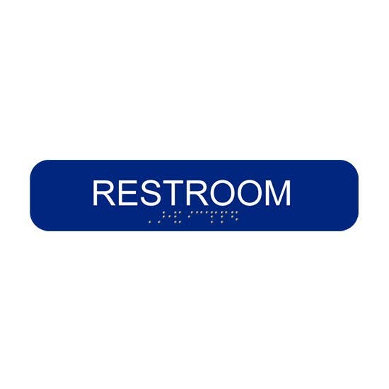 Cal-Royal CARS1348 Restroom with Braille Text 1 3/4" x 8" Sign Blue