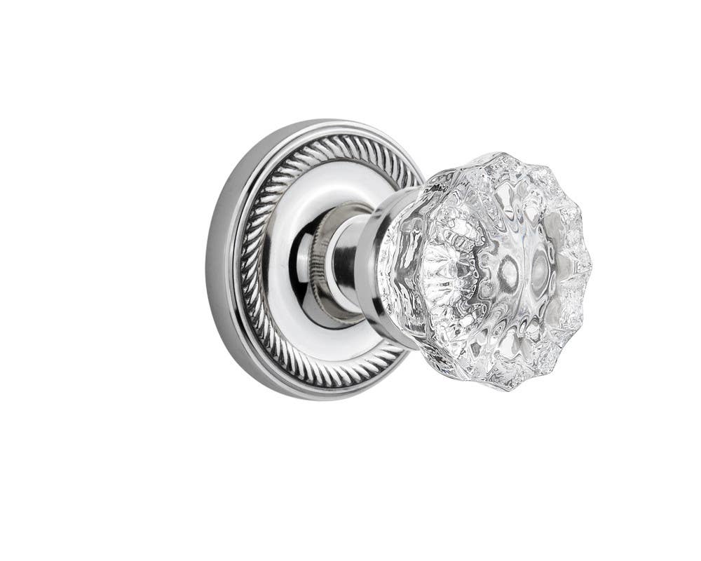 Nostalgic Warehouse ROPCRY Rope Rosette w/ Crystal Glass Door Knob