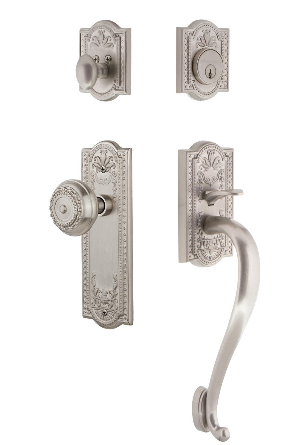 Nostalgic Warehouse MEAMEA_S Grip Meadows Plate S Grip Entry Set w/ Meadows Knob