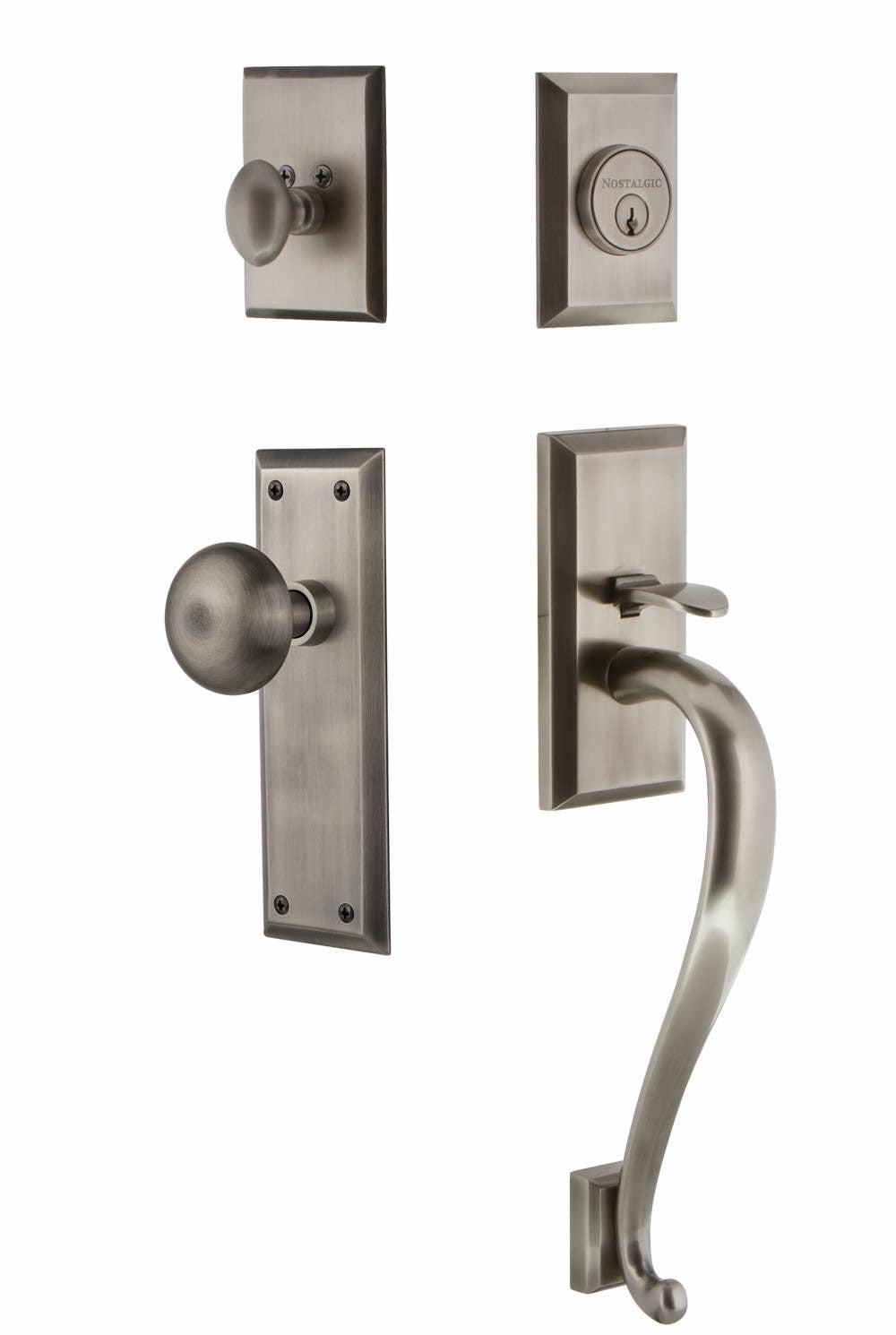 Nostalgic Warehouse NYKNYK_S Grip New York Plate S Grip Entry Set w/ New York Knob