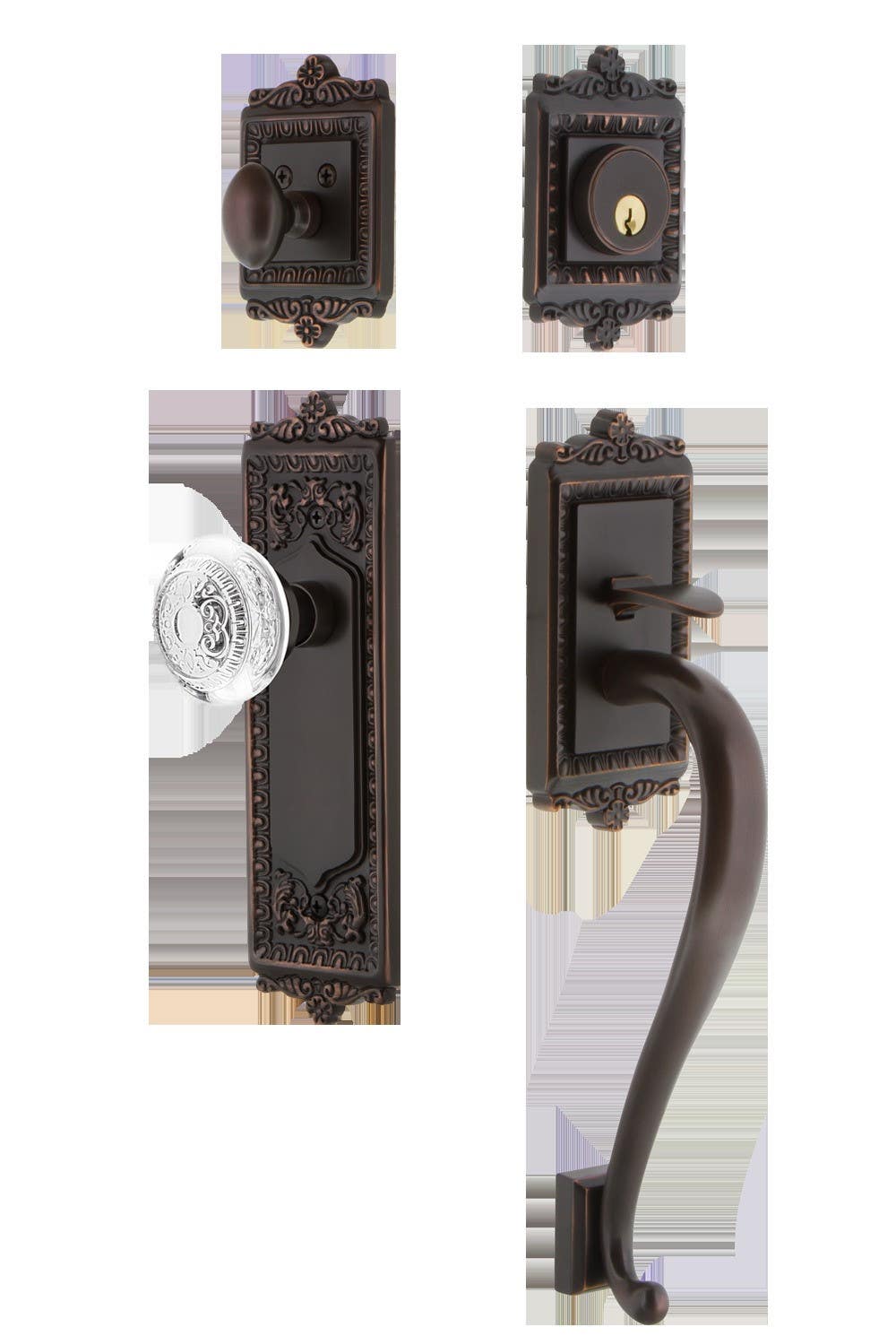 Nostalgic Warehouse EADCED_S Grip Egg & Dart Plate S Grip Entry Set w/ Crystal Egg & Dart Knob