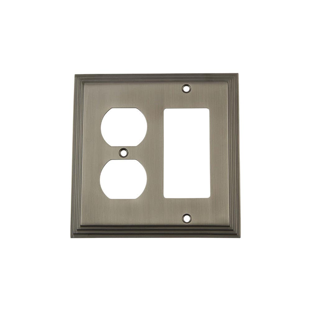 Nostalgic Warehouse DECSWPLTRD Deco Switch Plate w/ Rocker & Outlet